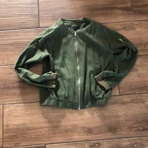 Green linen bomber jacket